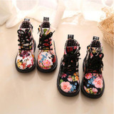 Trendy Floral Patent Leather Martin Boots for Kids - Adorable Baby and Toddler Fall Footwear 2023