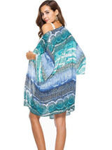 Stylish Floral Long Sleeve Beach Cover-Up Top for Summer Fashion