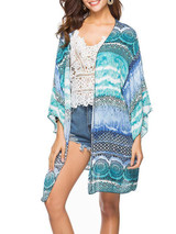Stylish Floral Long Sleeve Beach Cover-Up Top for Summer Fashion