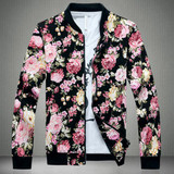 Men's Floral Bomber Jacket - 2023 Trendy Cotton Twill with Stand Collar & Free Shipping
