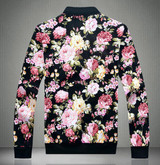 Men's Floral Bomber Jacket - 2023 Trendy Cotton Twill with Stand Collar & Free Shipping
