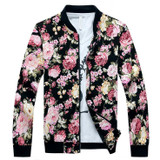 Men's Floral Bomber Jacket - 2023 Trendy Cotton Twill with Stand Collar & Free Shipping
