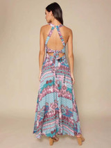 Floral Halterneck Backless Maxi Dresses with Split Front - Elegant Summer Fashion 2023 Floral Halterneck Backless Maxi Dresses with Split Front - Elegant Summer Fashion 2023
