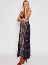 Floral Halterneck Backless Maxi Dresses for Effortless Summer Style and Comfort