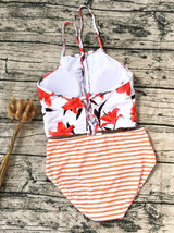 Trendy Floral Halter Neck Two-Piece Bikini Swimsuit for Women
