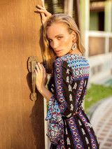 Bohemian Floral Flared Sleeve Mermaid Dress for Women - Elegant Summer Style