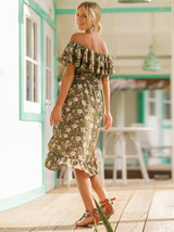 Bohemian Floral Off-Shoulder Falbala Dress for Summer Style