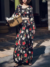 Floral Flared Sleeve Tops with Elegant Long Skirts for Stylish Outfits