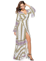 Chic Floral Wrap Maxi Dress with Flared Sleeves for Effortless Elegance Chic Floral Wrap Maxi Dress with Flared Sleeves for Effortless Elegance