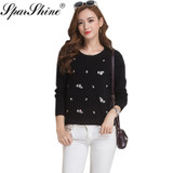 Floral Embroidery Knitted Sweater for Women - Stylish Autumn Winter Pullover Tops