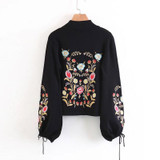 Floral Embroidery Harajuku Vintage Sweatshirt for Women - Stylish Black Pullover with Drawstring Cuffs for Autumn & Winter Fashion 2023