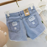 Embroidered Floral Denim Shorts for Women - Light Blue Casual Summer Jean Shorts with Flower Design