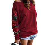 Stylish Black Floral Embroidery Sweatshirt for Women - Sexy Off-Shoulder Hollow Out Design, Casual Ripped Hoodie Tracksuit