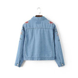 Floral Embroidered Classic Denim Jacket for Women - Spring Loose Fit Long Coat in Large Sizes