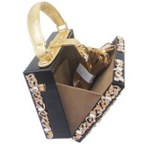 Floral Crystal Evening Clutch Bag for Women - Elegant Silver Hardcase Crossbody Totes and Acrylic Handbags