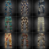 Colorful Floral Print Linen Harem Pants for Men - Plus Size Streetwear Trousers with Drawstring - Free Shipping Available