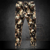 Colorful Floral Print Linen Harem Pants for Men - Plus Size Streetwear Trousers with Drawstring - Free Shipping Available