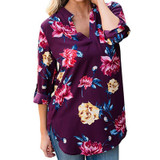 Stylish Floral Long Sleeve Blouse for Women - Loose Fit Casual Autumn Winter Work Top - Plus Size Tunic Shirt 2XL