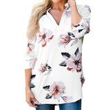 Stylish Floral Long Sleeve Blouse for Women - Loose Fit Casual Autumn Winter Work Top - Plus Size Tunic Shirt 2XL