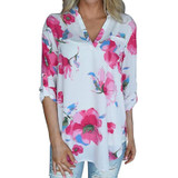 Stylish Floral Long Sleeve Blouse for Women - Loose Fit Casual Autumn Winter Work Top - Plus Size Tunic Shirt 2XL
