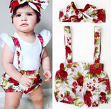 Floral Summer Outfits for Girls: Infant Baby Romper Set with Shorts and Headband - Perfect Kids' Clothing for Warm Weather