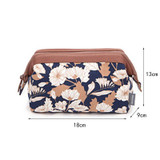 Floral Canvas Makeup Bag for Women - Portable Cosmetic Organizer and Toiletry Holder with Zipper, Perfect for Travel and On-the-Go Use