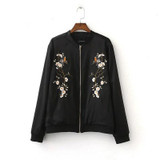Floral Bird Bomber Jacket for Women - Stylish Black College Coat & Ethnic Outerwear for 2016