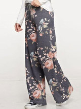 Floral Wide Leg Casual Pants with Bandage Design – Trendy Comfort for Every Occasion