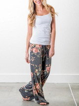 Floral Wide Leg Casual Pants with Bandage Design – Trendy Comfort for Every Occasion