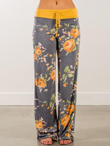 Floral Wide Leg Casual Pants with Bandage Design – Trendy Comfort for Every Occasion