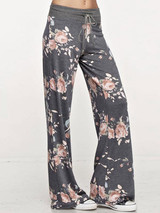 Floral Wide Leg Casual Pants with Bandage Design – Trendy Comfort for Every Occasion