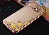 Stylish Floral Diamond Case for Samsung Galaxy A3 2016 - Bling TPU Clear Cover for A3, A5, A7, J3, J5, J7 Prime - Luxe Flower Design
