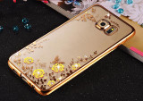 Stylish Floral Diamond Case for Samsung Galaxy A3 2016 - Bling TPU Clear Cover for A3, A5, A7, J3, J5, J7 Prime - Luxe Flower Design