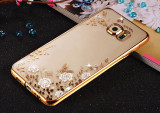 Stylish Floral Diamond Case for Samsung Galaxy A3 2016 - Bling TPU Clear Cover for A3, A5, A7, J3, J5, J7 Prime - Luxe Flower Design