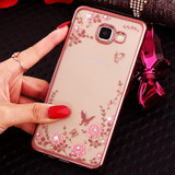 Stylish Floral Diamond Case for Samsung Galaxy A3 2016 - Bling TPU Clear Cover for A3, A5, A7, J3, J5, J7 Prime - Luxe Flower Design