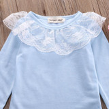 Adorable Floral Baby Girl Outfit Set - Long Sleeve Lace T-Shirt, Pants & Cotton Headband - 3-Piece Casual Wear for Infants