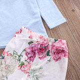 Adorable Floral Baby Girl Outfit Set - Long Sleeve Lace T-Shirt, Pants & Cotton Headband - 3-Piece Casual Wear for Infants
