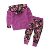 Floral Hooded Baby Girls Outfit Set – Long Sleeve T-Shirt and Pants Casual Clothing 2PCS for Stylish Playtime