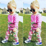 Floral Baby Girls 2-Piece Outfit Set - Long Sleeve Hooded Sweatshirt and Pants for Comfortable Playtime