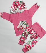 Floral Baby Girls 2-Piece Outfit Set - Long Sleeve Hooded Sweatshirt and Pants for Comfortable Playtime