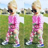 Floral Baby Girls 2-Piece Outfit Set - Long Sleeve Hooded Sweatshirt and Pants for Comfortable Playtime