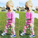 Floral Baby Girls 2-Piece Outfit Set - Long Sleeve Hooded Sweatshirt and Pants for Comfortable Playtime