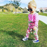 Floral Baby Girls 2-Piece Outfit Set - Long Sleeve Hooded Sweatshirt and Pants for Comfortable Playtime