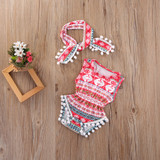 Floral Baby Girls Sleeveless Romper Bodysuit Set with Headband - Classic One-Piece Sunsuit Outfit for Summer