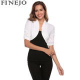 Stylish FINEJO Women's Knit Bolero Shrug - Casual Short Sleeve Lace Floral Crop Cardigan and All-Match Shawl Wrap