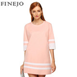 FINEJO Women's Sexy Summer Dress 2017 - Casual Short Solid 3/4 Sleeve Party Dresses in Black, Blue, and Pink | Plus Size S-XL Options