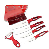FINDKING Beauty Gifts Zirconia red handle Ceramic Knife with holder kitchen Set 3" 4" 5" 6" inch+ Peeler+Holder kitchen knife