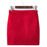 FinalFit High Waisted Pencil Women Skirt Suede Tight Bodycon Sexy Mini Short Skirt