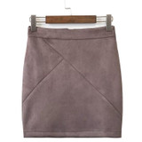 FinalFit High Waisted Pencil Women Skirt Suede Tight Bodycon Sexy Mini Short Skirt