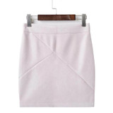 FinalFit High Waisted Pencil Women Skirt Suede Tight Bodycon Sexy Mini Short Skirt